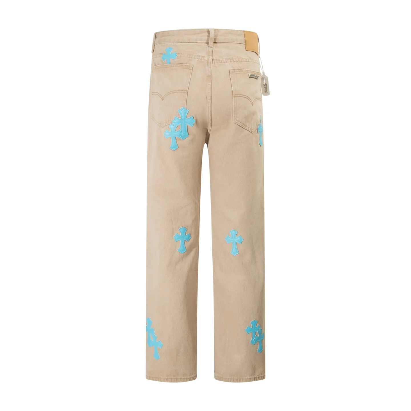 P240 Style No.: H911 Croxin & 𝐂𝐡𝐫𝐨𝐦𝐞 𝐇𝐞𝐚𝐫𝐭 ss25 white and blue patchwork jeans. Styles with different washed textures are very friendly to people with thin legs. The slightly flared version perfectly modifies the leg shape. The timeless and moderate length makes it easy to match and match. It is the basis for various styles and is a must-have in your wardrobe! The fabric is stiff but also makes the upper body soft without losing texture. The washing process is even more perfect. It is a must-have item for everyone! ! ! Washed wheat, hang tag, pants label, three labels complete Color: khaki Size: 30-32-34-36